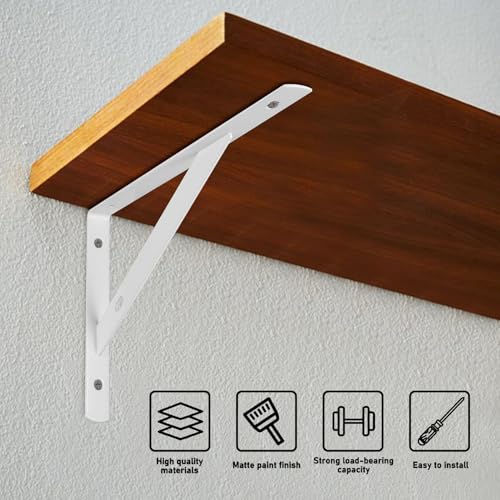 8 Pieces Shelf Brackets Heavy Duty, Wall Mounted Triangle Shelving Brackets - Image 3