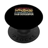 Funny Web Developer Superhero Vintage Tee For Men Dad PopSockets Swappable PopGrip