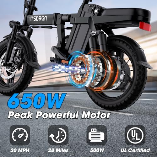 Electric Bike for Adults and Teens,14″ Folding Adult E Bike