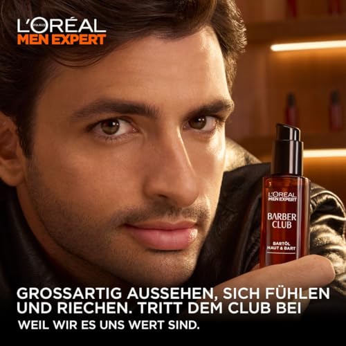 Foto von L'Oréal Men Expert Bartpflege-Set für Männer, Geschenkset mit Bartshampoo & Bartöl, Unterstützung beim gesunden Bartwachstum, Geschenke für Herren mit Zedernholzöl, Barber Club, 1 x 200 ml, 1 x 30 ml