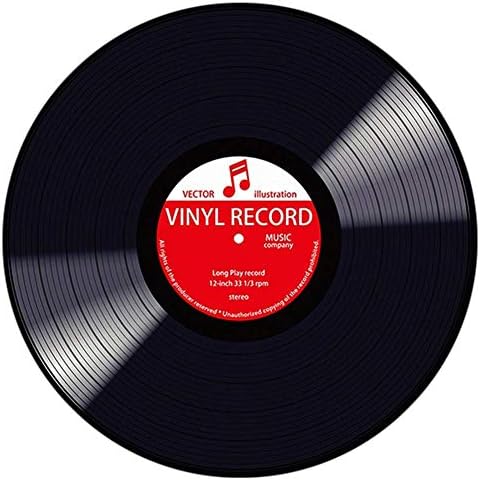Retro Music Record Vinyl CD Round Rugs Antique Sofa Chair Cushion Non-Slip Creative Design Floor Mat Decorate Carpet (Red, diameter 4.9 ft) Cover