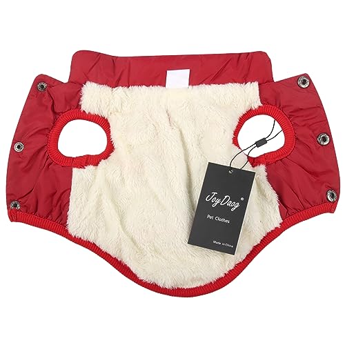 JoyDaog 2 Layers Fleece Lined Warm Dog Jacket for Puppy Winter Cold Weather,Soft Windproof Small Dog Coat,Red S - Image 2