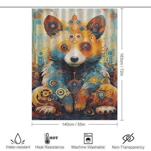 Rideau de douche ours imperméable rideau de bain lavable tissu polyester 140x183