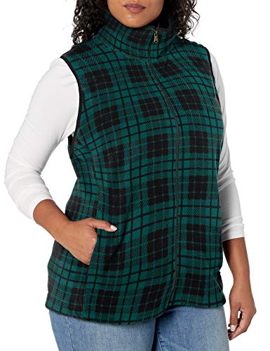 Chaps Women's Plus Size Sleeveless New Faux Sherpa-Knit Vest, Emerald Jewel/Black, 2X