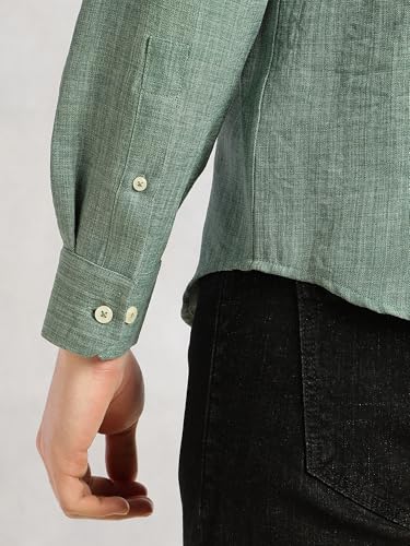 Image of Thomas Scott Men's | Solid | Textured Fabric | Full Sleeve | Slim Fit | Polyester-Blend | Spread Collar | Casual Shirt
