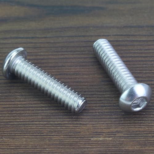 Image of 100 Pieces 1 /4-20 x 1 Button Head Socket Cap Screws Bolts, HELIFOUNER 304 Stainless Steel (18-8) Screws, Bright Finish, Fully Threaded