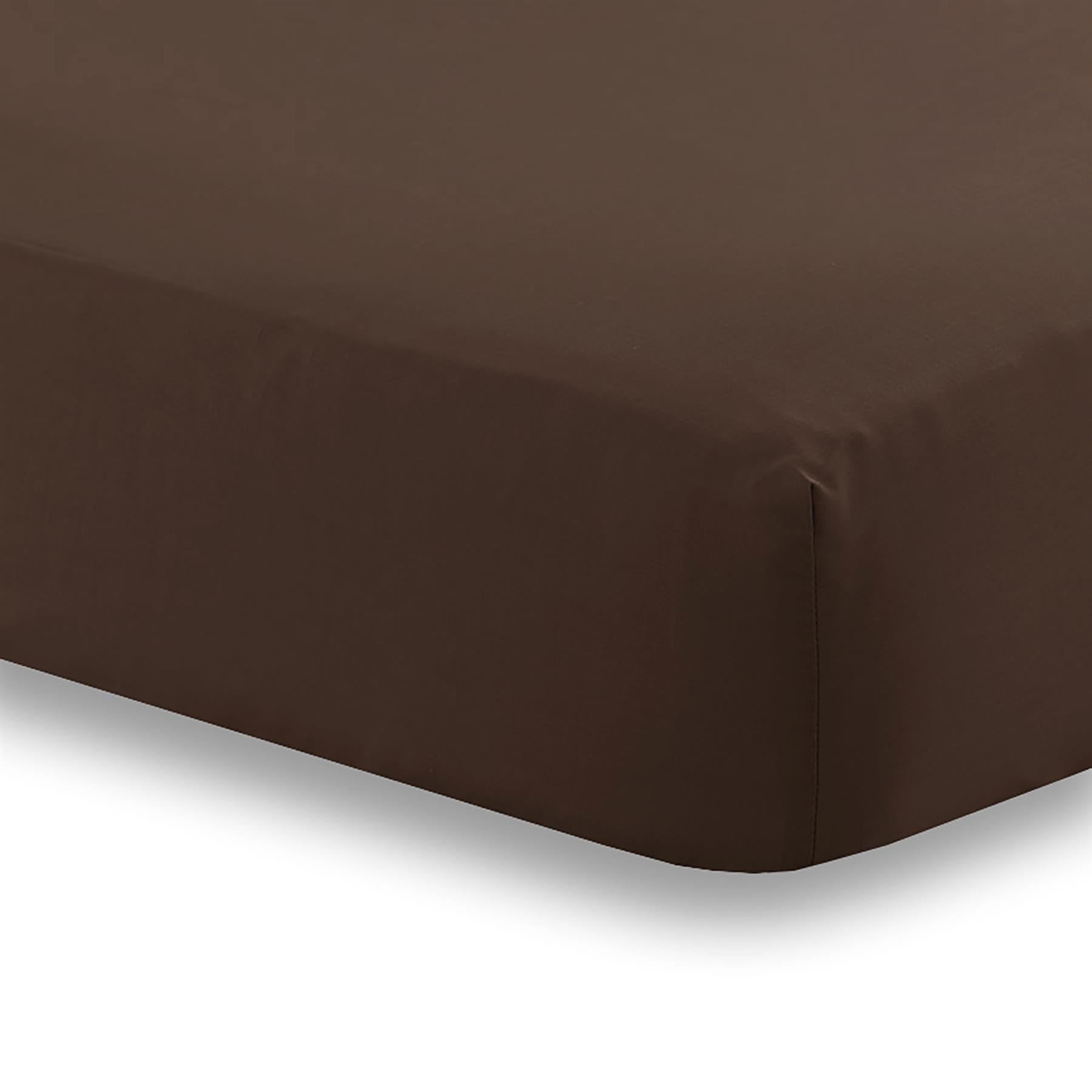 Kampala Hill Percale King Fitted Sheet Extra Deep Bedding Chocolate