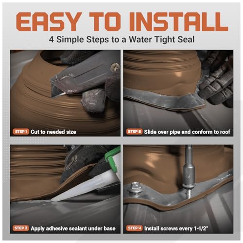 Image of Fasteners Plus #3 Round EPDM Metal Roof Pipe Flashing Boot (Fits 1 /4 inch - 5 inch Pipe OD), Terra Cotta