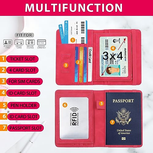 Image of Melsbrinna Rfid Passport Holder for Travel women /Men, Cute Passport Wallet Rfid Blocking Card Slots, Rfid Passport Cover /CaseTravel Wallet, Passport Book Holder (1, Red5)