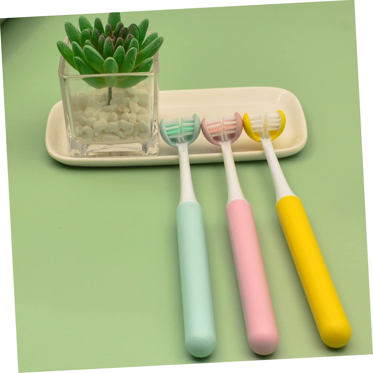 Spazzolino Da Denti Per Adulti Manuale 3d a 3 Lati Setole Morbide in Pp, Design Avvolgente Rimovibile, Impugnatura Ergonomica Per Igiene Orale Quotidiana e Prevenzione Carie