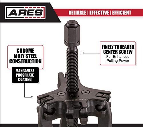 Image of ARES 70434 | 2 /3 Jaw 5-Ton Ratcheting Gear Puller | Chrome Moly Steel Construction | 4 inch to 5 inch Adjustable Range | Easily Converts to 2-Jaw or Reversible Gear Puller