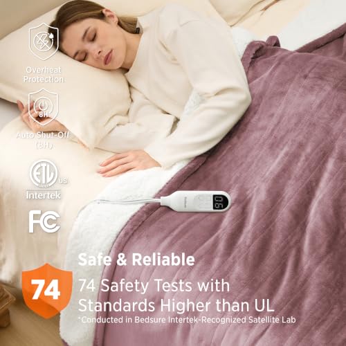 Image of Bedsure Heated Blanket Twin Size, Soft Electric Blanket with Preheat, Pink