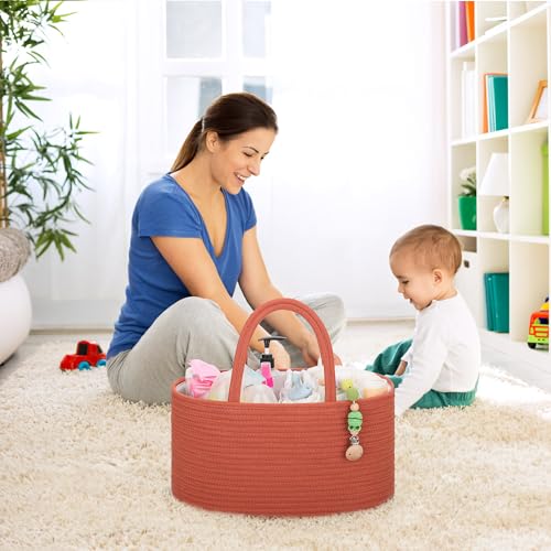 COMSE Baby Nappy Caddy Organizer, Nappy Basket, Baby Car Organizer, Diaper Change Organizer, Portable Tote Bag with Divider, Baby Shower Gifts Newborn Essentials Registry Must Have - Image 3