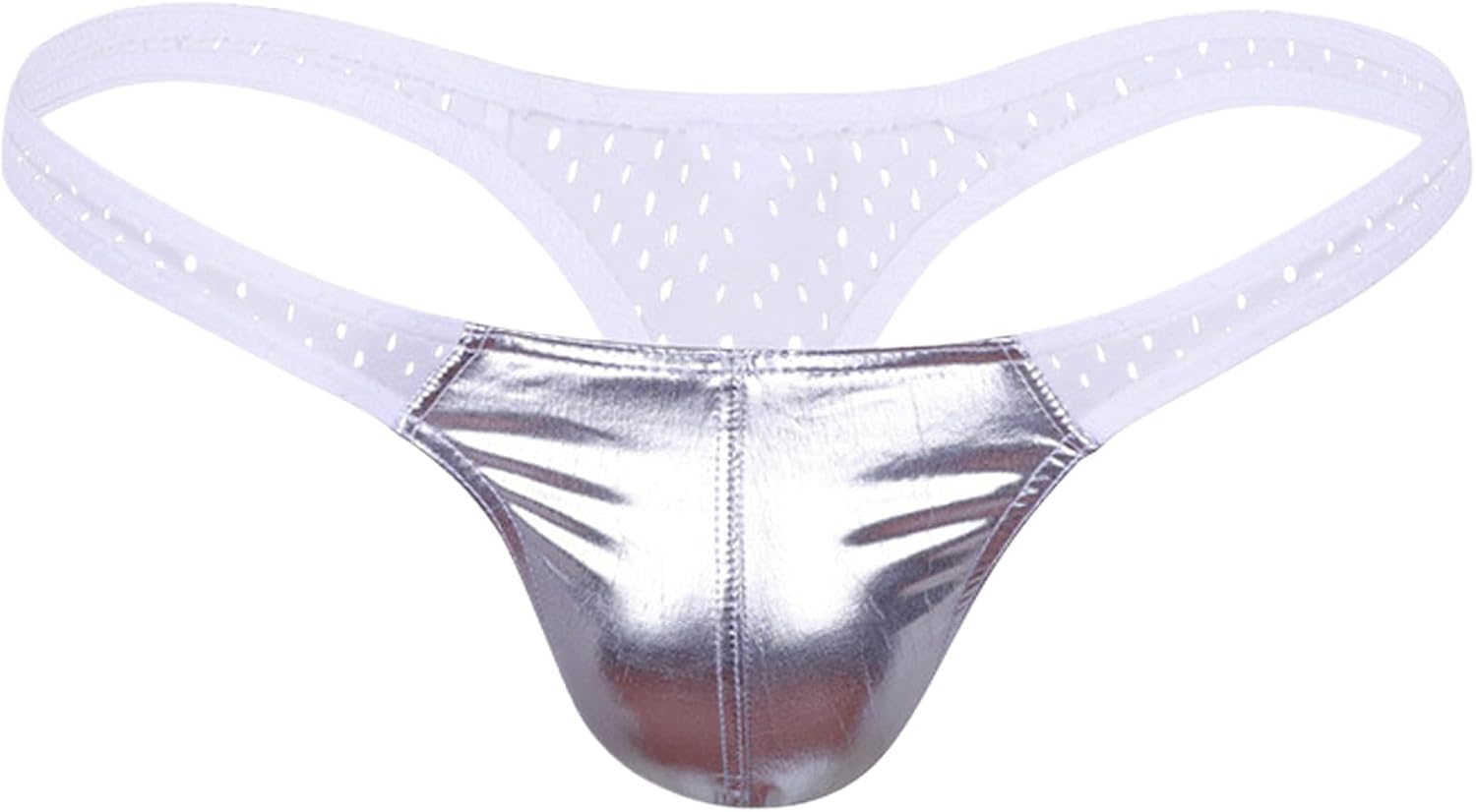 SEAUR Men's Sexy Thong Briefs Low Rise Metallic Bikini Underwear Pouch Breathable Mesh G-String Underpants