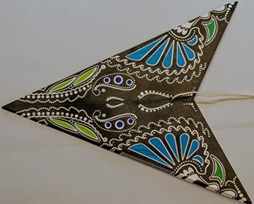 Hummingbird Paper Star Lantern (Firoza Blue on Black) by UMTA