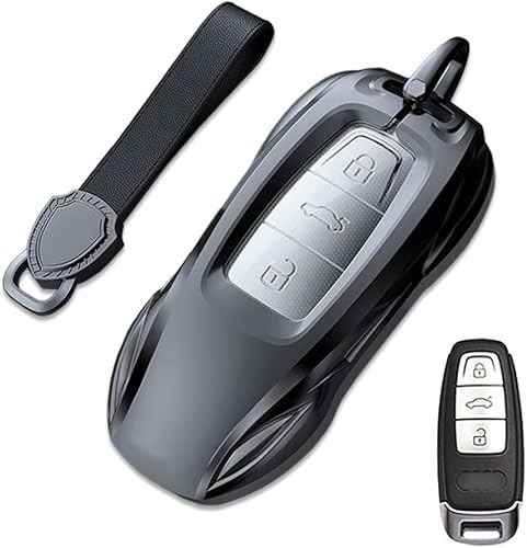 Miniatura 9 de Funda de metal de aleación de zinc para llavero de automóvil, compatible con Audi A6 A7 A8 Q8 SQ8 E-Tron S6 S7 RS6 Q7 Smart Key Fob Cover Cover