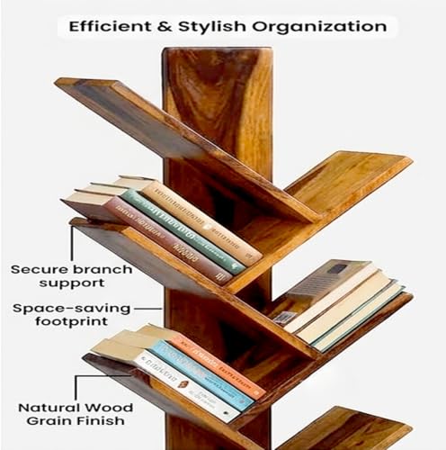 Image of Solid Sheesham Wood Book Shelf (Honey Finish, 29D x 42W x 140H)