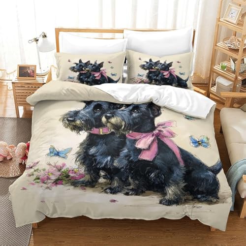Parure lit enfant Scottish Terrier housse de couette microfibre - 3