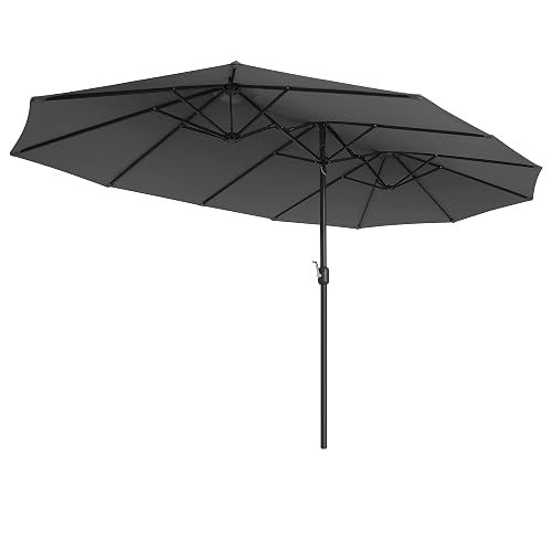 SONGMICS Doppelsonnenschirm 460 x 270 cm, extra großer Sonnenschirm, Gartenschirm, UV-Schutz bis UPF 50+, Terrassenschirm, mit Kurbel, Garten, Balkon, Outdoor, ohne Ständer, schiefergrau GPU36GY