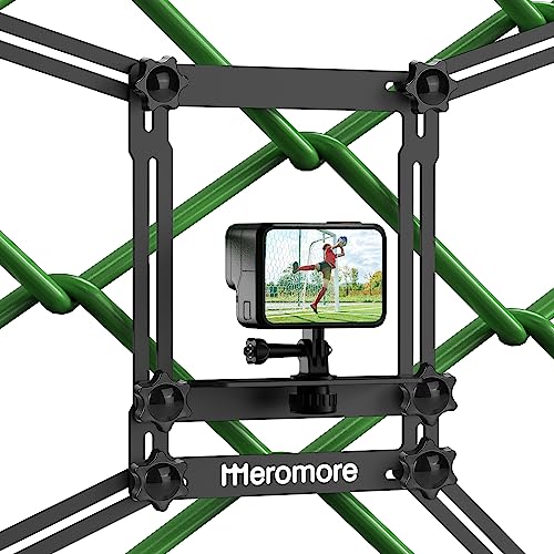 Meromore Black Fence Mount - Action Camera Aluminum Fence Mount Compatible with GoPro Phones Digital Camera Ideal Backstop Camera Fence Clip for Recording Baseball Softball Football Games