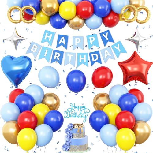 Red Blue Yellow Gold Birthday Decorations,Carnival Circus Party Balloons