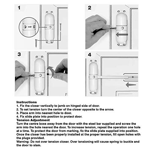 Prime-Line KC67US Safety Spring Door Closer, Chrome, 4-1/4 in - Image 3