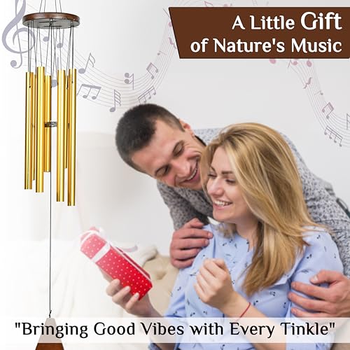 Image of ZAICUS Wind Chimes for Home Decor - Hanging Decorative Items for Balcony - Positive Energy Items for Home - Wind Chimes for Balcony (Gold 8-Pipe)