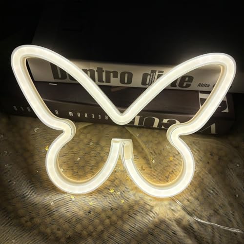 Image of 1 Pcs Butterfly Neon Signs,USB or 3-AA Battery Powered Neon Light or Party, Birthday, Wedding, Bedroom Wall Bar, Bedroom, Indoor