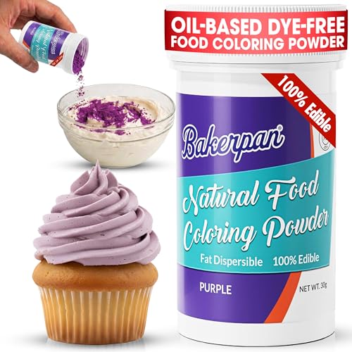 Image of Bakerpan Purple Food Coloring Powder for Baking - 30g Oil Based, Artificial Dye-Free, Plant-Based, Kosher, Gluten-Free - For Buttercream, Chocolate, Candy & Cakes