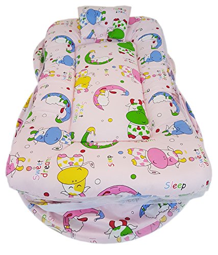 Image of Amardeep and Co Toddler Mattress with Mosquito and Insect Protection Net 70 * 40 cms (Cow Pink)
