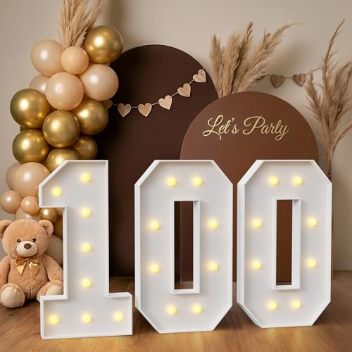 Mixifox 2.3FT Marquee Numbers 100, Large Light up Number for 100th Birthday