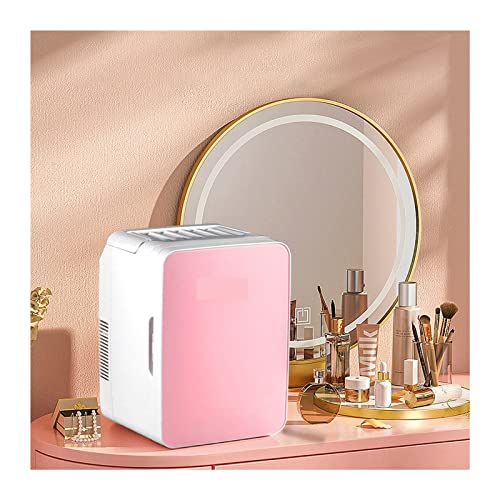 CVFRDD 10L 15L Mini Maquillaje Nevera Coche Refrigerador Congelador Refrigerador amp;Calentador for Uso doméstico en automóvil Almacenamiento de Bebidas cosméticas for el Cuidado de la Piel(10L Pink)