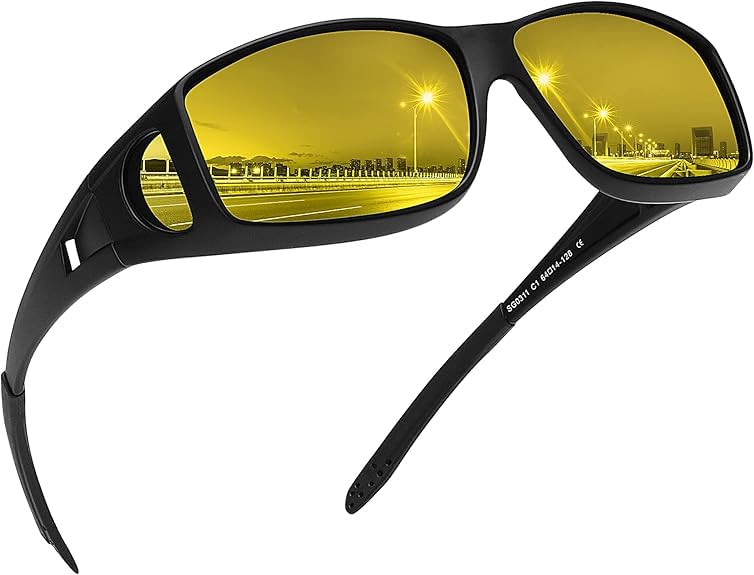 zodze HD Vision Wrap Around Night Driving Glasses for Men & Women | Yellow Anti-Glare Lens | Fits Over Prescription Glasses | Reduces Headlight Glare & Improves Clarity-picture-11