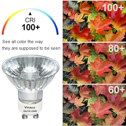 Image of Vinaco GU10 C 120V 25W Bulb Candle Warmer, 6PCS High Output 220LM Halogen GU10 25 Watt Flicker Free, Long Lasting MR16 GU 10 Bulb Dimmable with Warm White 2800K for Candle Warmer Lamp, Track Lighting