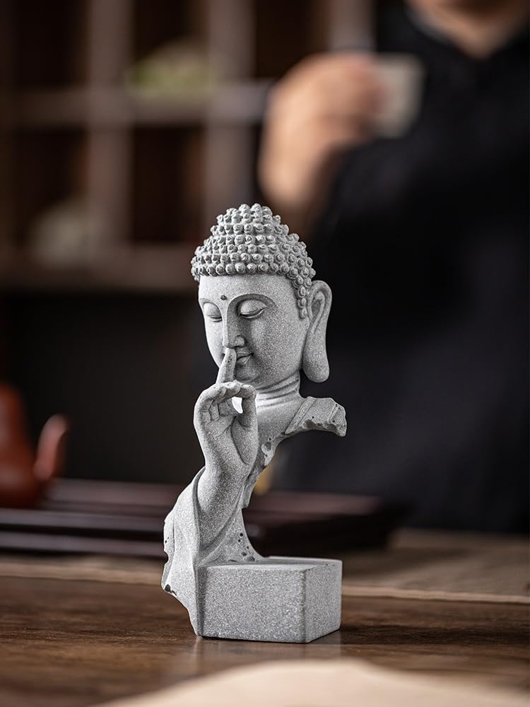 Figura Buda,Resistente Intemperie, Estatua De Buda Piedra Creativa 12,2 Pulgadas, Meditación, Figuras Escultura para Decoración del Hogar Feng Shui