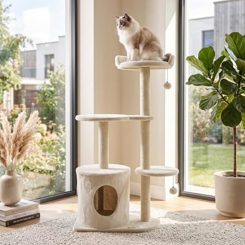 Árbol para gatos moderno 43 pulgadas con juguetes y rascadores miniatura 2