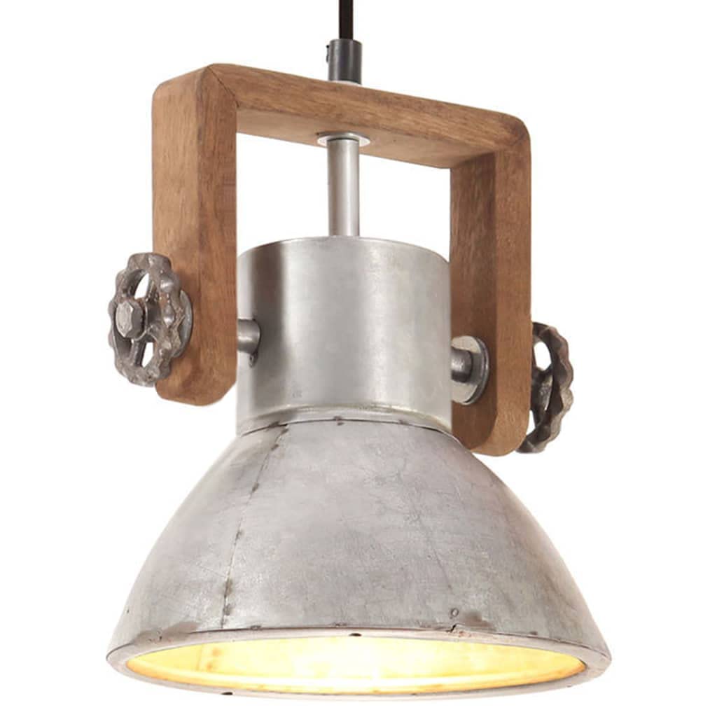 vidaXL Hängelampe Industriestil Pendelleuchte Deckenlampe Pendellampe Industrielampe Deckenleuchte Hängeleuchte Lampe Leuchte 25W Silbern Rund 19cm E27
