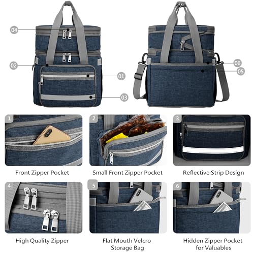 15L-18L Exlifbag Insulated Double Deck Expandable Lunch Bag (Deep Blue) - image 3