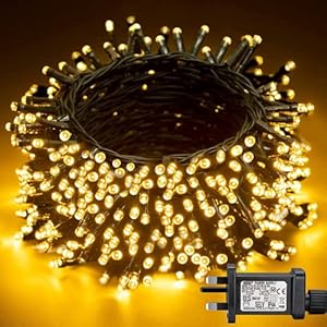 LIGHTNUM 800 LEDs Cluster Fairy Lights Mains Powered, 24M/78.7FT Warm White String Lights with Memory Function…