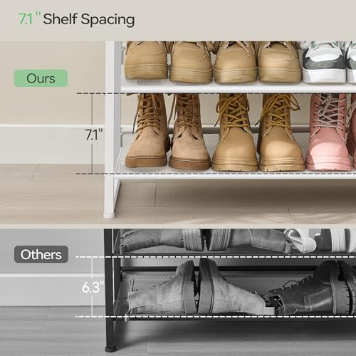 Image of Nunsino Shoe Rack, Long Shoe Organizer,Max Holds 62 Pairs,10 Tier Metal Shoe Storage Shelf,5-Tier Stackable Shoes Organizer for Garage, Entryway,White