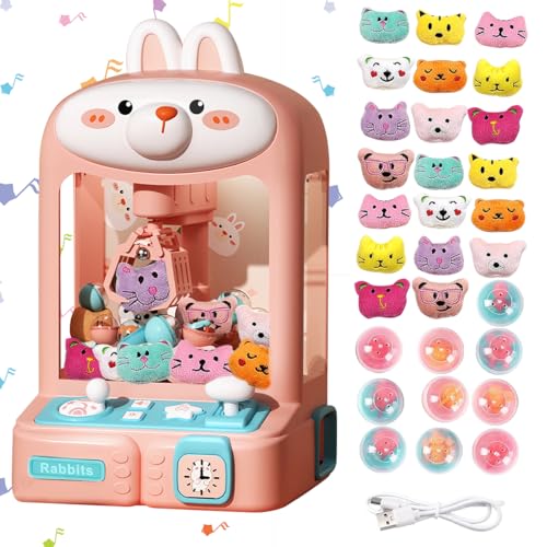 Máquinas De Repostería, Toy Máquina de Garras para Niños con Música Sonido Ajustable, Dispensador Premios de Caramelos Juego Garra Electrónica Mini Agarrador Expendedora con 20 Muñeca...