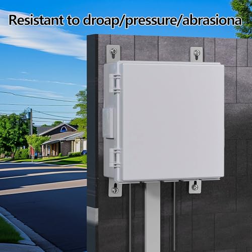 Image of Electrical Junction Box, Ventilated Design, Cable Grommets, Indoor /Outdoor Use with Mounting Panel & Hinged Cover. Waterproof IP 65. (Grey Cover, 13 inchx13 inchx5.1 inch)