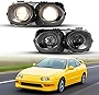Nixon Offroad Headlights for Acura Integra 1998 1999 2000 2001 Head Lights Assembly LED Projector DRL Replacement Turn Signal Lights High Low Beam 1 Pair (Matte Black Housing / Clear Lens)
