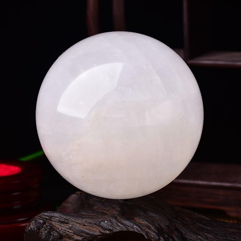 Quartz Crystal White Calcite Sphere Gemstone Ball Sculpture Figurine with Stand,150mm