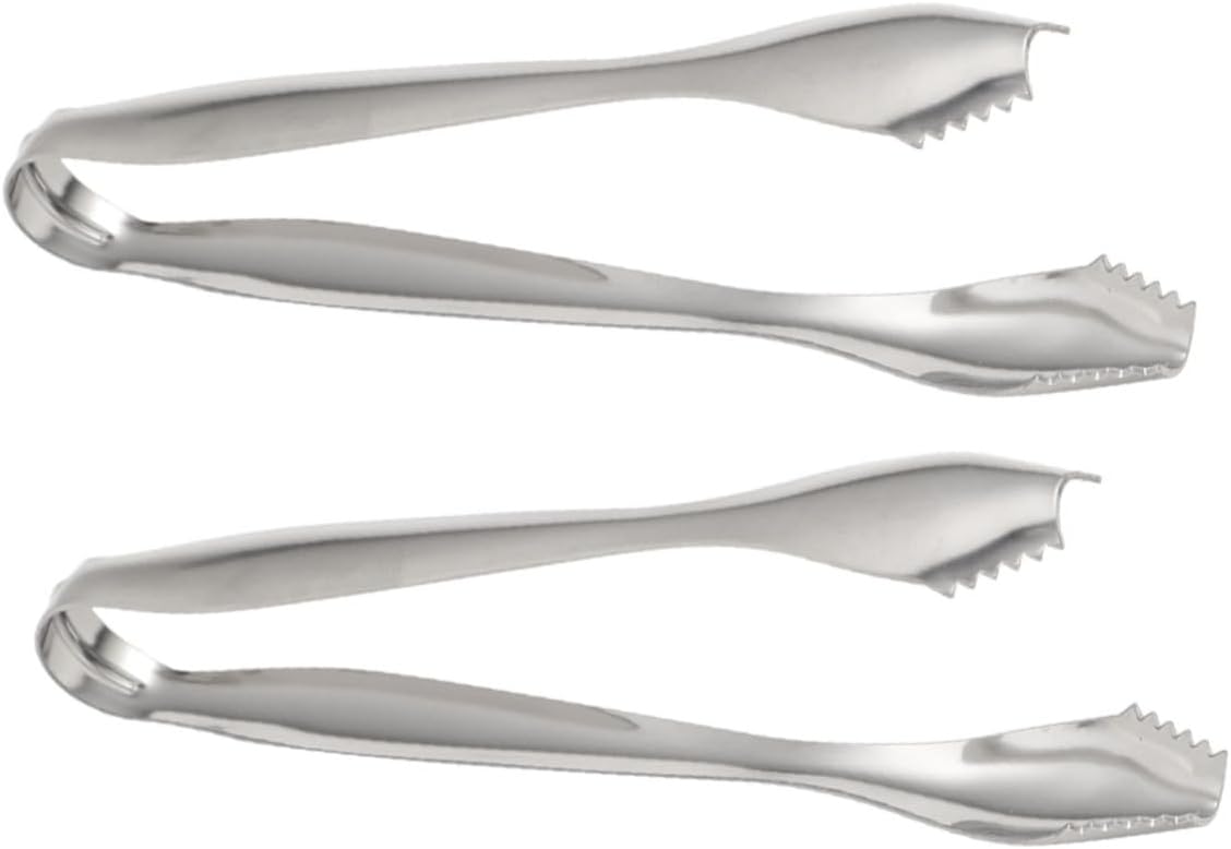 KICHOUSE Stainless Steel Ice Cube Clip and Sugar Tongs Set Mini Serving Tongs for Parties Bars and Cafes Sturdy Silver Food Serving Tool for Ice and Sugar Cubes