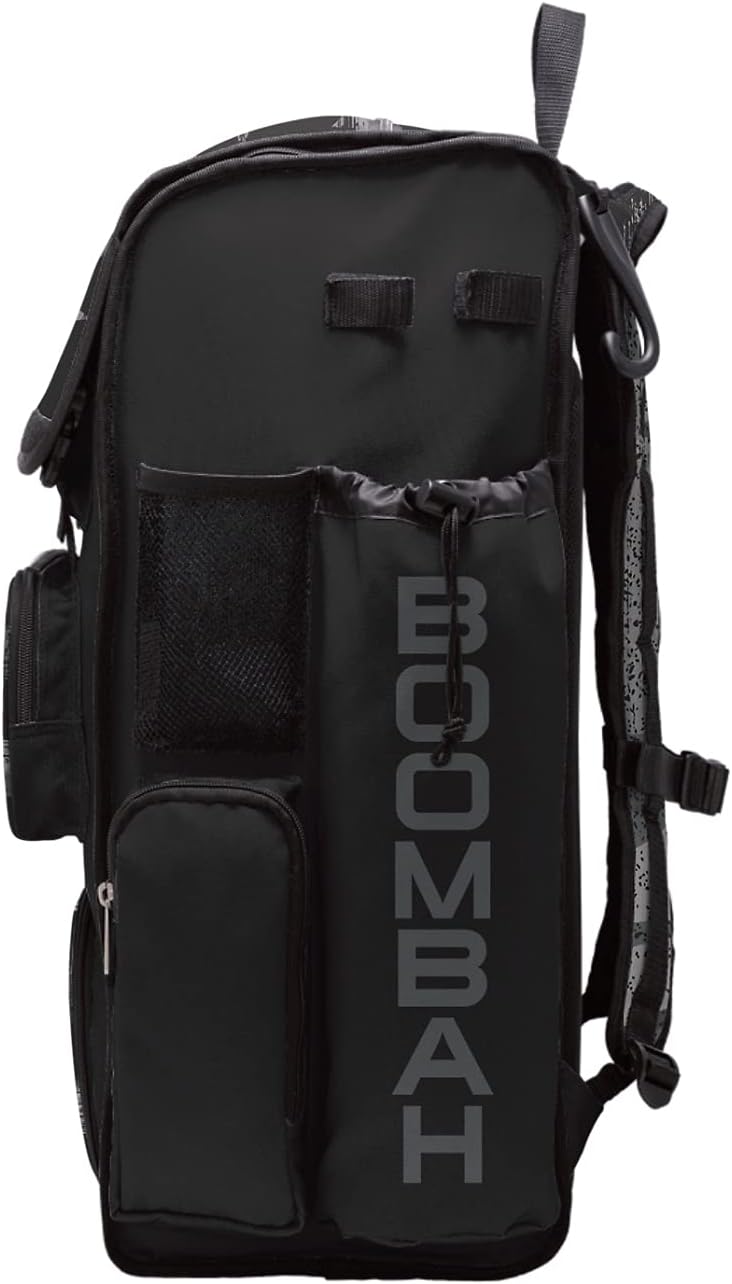 Boombah Superpack Bat Bag - Backpack Version (no wheels) - Holds 4 Bats - USA Honor Black Ops Black/Charcoal