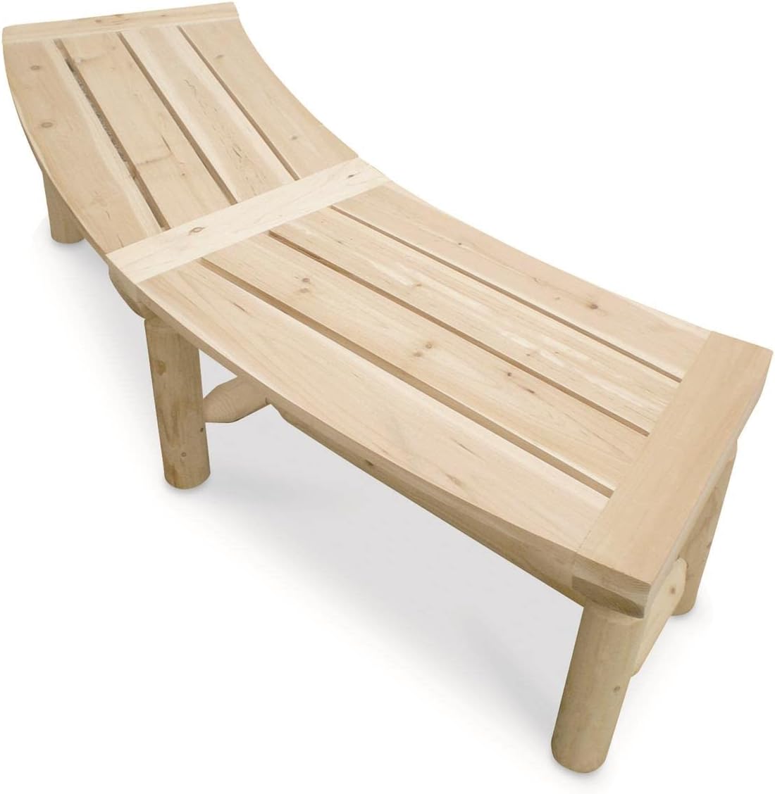 CASTLECREEK Curved Fire Pit Bench, Wood Log Bench Seat, Outdoor, Backyard, Rustic