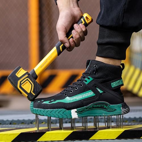Image of ORISTACO Work Safety Crew Boots Lightweight Breathable Industry Construction Steel Toe Sneakers
