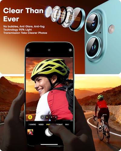Image of TOCOL Camera Lens Protector for iPhone 16 / iPhone 16 Plus Tempered Glass HD Individual Scratch Resistant Camera Cover Accessories Case Friendly 2 Pack(Green)