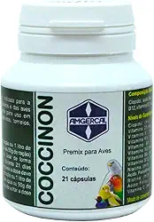 Coccinon Vitasol Amgercal - 21 cápsulas - 15g Comprimido Premix Vitamina Tratamento Coccidiose Suplemento Vitamínico Solúvel para Pássaros e Aves Cativas